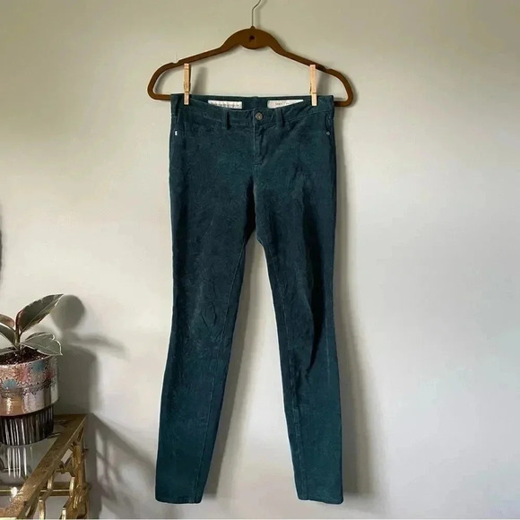 Anthropologie | Emerald Green  Pilcro and the Letterpress Serif Micro Cord Pants - Picture 1 of 5